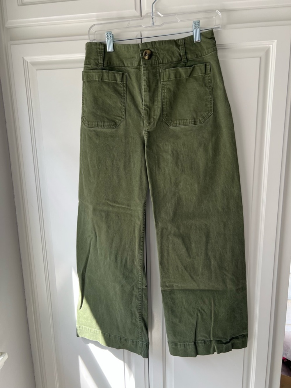 Maeve Colette Crop Pants in Army Green